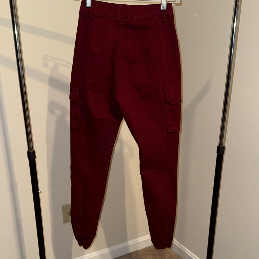 Women’s Burgundy Love Moda Cargo Pants - Picture 2 of 2